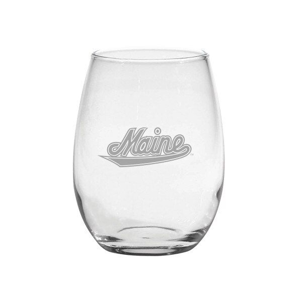 15oz Deep Etched Maine Swish Stemless Wine Glass